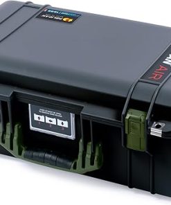 Pelican Air 1535 Carry-on Case by ColorCase – Black – Medium Size Waterproof Case with TrekPak Divider System & Mesh Lid Organizer – OD Green Handles & Latches 2