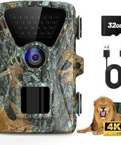 Crenova Trail Camera, 4K 48MP Game Camera with Night Vision Motion, 0.1s Trigger Hunting Trail Cam, IP66 Waterproof 130°Wide-Angle Deer Camera 98ft IR Sensing for Outdoor Wildlife Monitoring