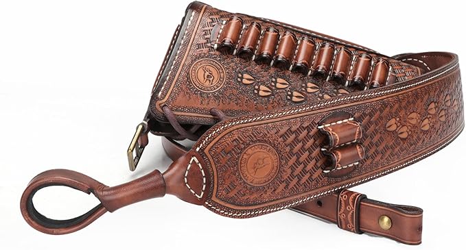 TOURBON Vintage Leather Rifle Cheek Rest Pad with Matched Sling, No Drill/No Mounts Needed, Recoil Pad Shell Holder Hunting Strap TOURBON Vintage Leather Rifle Cheek Rest Pad with Matched Sling, No Drill/No Mounts Needed, Recoil Pad Shell Holder Hunting Strap