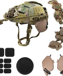 Airsoft Helmet Set with Rail 3.0,Adjustable Chin Strap/Protective Ear Side Cover/Night Vision Mount and Tactical Helmet Battery Pouch Counterweight Pouch