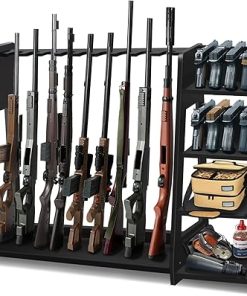 Gun Rack for Wall,Indoor Gun Racks Wall Mount,Heavy Duty Steel Rifle Wall Mount,Height-Adjustable Display Shotgun Rack