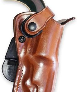 Premium Leather Paddle OWB Revolver Holster with Retention Strap Fits Uberti 1849, 31 Cal Pocket Black Powder Revolver 4” Octagonal Barrel, Right Hand Draw, Brown Color #1591#