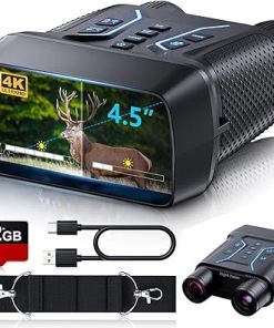 Night Vision Goggles, 4K UHD Video & 36MP Image Infrared Night Vision Binoculars with 4.5″ Screen, 4500mAh Rechargeable Battery, 32GB TF Card, 8X Digital Zoom, Backlit Silicone Button for Camping