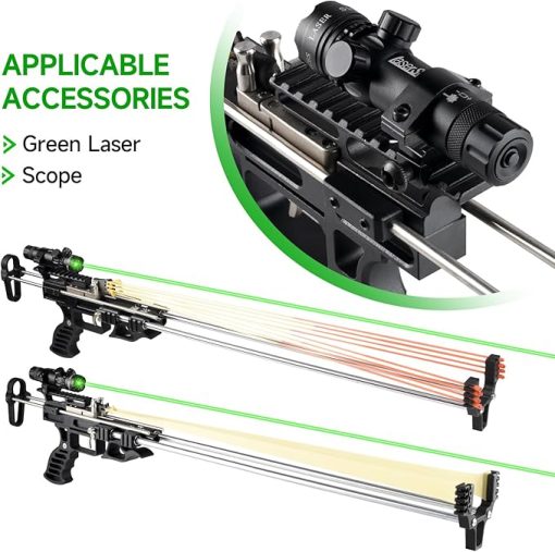 Professional Slingshot, Slingshot Rifle for Adults, Hunting Shooting Sling Shot with Laser Sight and Retractable Folding Catapult, Powerful Stainless Steel RifleTelescopic for Hunting - Image 2