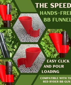 Bundle – 7 Items – Red Speedy BB Funnel, Red Ryder Gun Sleeve, Shooting Glasses, 10 Pack Targets, 2 Tubes 350 Ct BBS, Bonus 25 Pack Targets 2