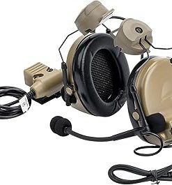 Comta II Tactical Airsoft Shooting Wargame headset,with mic Without Noise Cancellation Function,Sponge ear pads with ARC Rail Adapter and U94 PTT Kenwood Adapter for Airsoft Sports BK