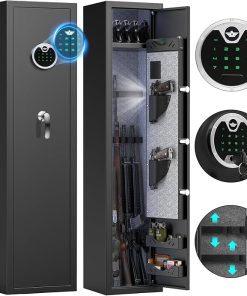 3-5 Fireproof Gun Safes for Home Rifle and Pistols, Digital Long Gun Safe for Rifles and Shotguns with Pistol Bag and Metal Box, Rifle Safe with Backlit Keypad and Mute Function