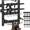 SUNPIE Gun Rack Wall Mount, Indoor Horizontal Rifle Holder with Shelf for Walls Tactical Guns Racks Set with Helmet Hook and Upgrade Tactical Hanger, Heavy Duty Steel