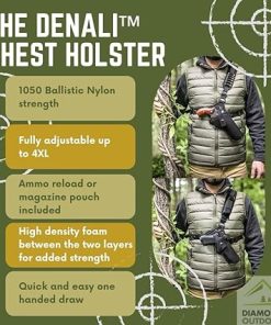 Diamond D Outdoors – Denali Chest Holster for XL Revolver up to 6 ¾” Barrel w/Reflex Sight Cut Down, 460/500 2