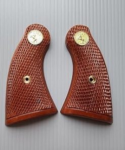 [BMPL**] Hardwood Gun Grips Compatible Replacement for COLT Handcraft Handmade Revolvers Solid Wood Checkered, Brown 2