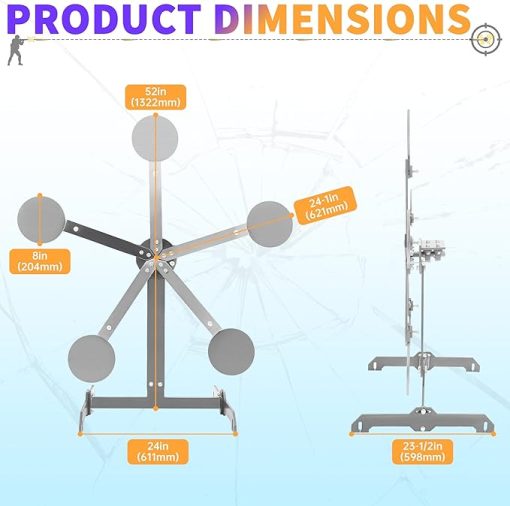 HECASA Portable Metal Target Stand, Texas Star Target, Steel Shooting Target 8" Paddles Steel Anti-Rust Oil - Image 2