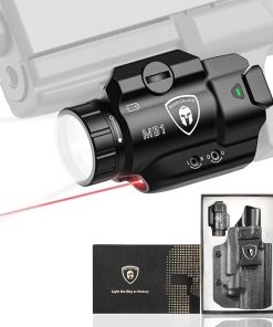 WARRIORLAND MB1 Pistol Light and Custom Kydex Holster, Fit for Sig Sauer P320 Compact M18, Compact 500 Lumens Universal Rail Mounted Tactical Weapon Light with Red Laser & White LED, Power Indicator