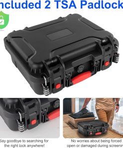 Gun Pistol Case for Handgun – Firearm Travel Case with 2 TSA Locks,TSA Approved with Pre-cut Foam,Pistol Carrying Case Hard Shell Waterproof Shockproof Gun Storage 2