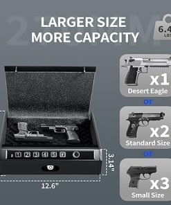 ADIMO Gun Safe, Biometric Gun Safe for Handgun, Pistol Safe, 3 Ways Quick-Access with Fingerprint, Lock or keypad, Handgun Safe for Cloakroom living room Bedroom Nightstand Drawer Bedside and Car 2