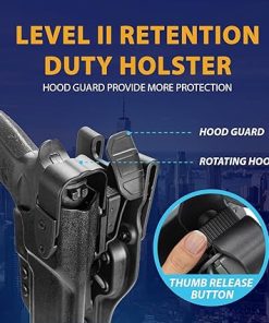 WARRIORLAND P320 Duty Holster Level II Retention w/Hook Guard & Rotating Hood: Sig Sauer P320 Compact M18 & P320 Full Size M17, Outside Waistband Holster Sig P320, Adj. Retention & Ride Height, Right 2