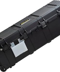 MEIJIA Portable Rolling Waterproof All Weather Hard Rifle Case,Hard Gun Case with Wheels,Soft Handle Grip,Customizable Fit Foam Inserted,Black