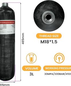 TUXING 3L 4500psi Carbon Fiber Air Tank（Empty Bottle & Paintball Fill Station with Valve Regulator Gauge for PCP Game 2