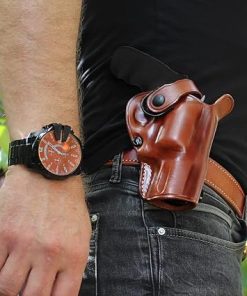 Premium Leather Three Slot Belt Holster with Retention Strap Fits S&W N-Frame .44 Model 629 Classic Full Underlug 3″ Barrel, R/H Draw, Brown Color #1486# 2