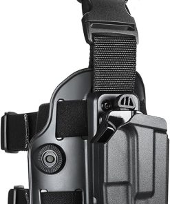 Level II Retention G17 Drop Leg Holster, Fit for Glock 17 Gen 3-5 Glock 22/31 Gen 3-4, Not Fit G22/G31 Gen 5, Polymer Thigh Holster Platform, Thumb Release Holster, Leg Holster for Pistols