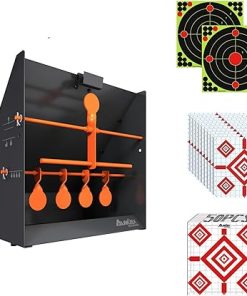 12″ Bullet Trap Target Box Rated for .22 .177 Caliber Rimfire and 50pcs 12″x12″ Sight in Paper Shooting Targets