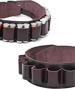 LB’S WHIP Cowhide Genuine Leather Double Barreled Shotgun Shells Belt (Brown), 24 Rounds Ammo Carrier for Hunting and Shooting 2