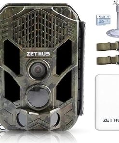 ZETHUS 2.7K 20MP Trail Camera, Game Camera with Night Vision 0.2s Trigger Time 120° 100ft Motion Activated, IP66 Waterproof Hunting Camera 2.8”LCD Screen and Rechargeable Power for Wildlife Monitoring