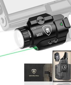 WARRIORLAND MB3 Pistol Light and Custom Kydex Holster, Fit for M&P 9mm Shield EZ, Compact 500 Lumens Universal Rail Mounted Tactical Weapon Light with Green Laser & White LED, Power Indicator