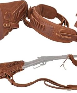 No Drill Leather Rifle Sling with Gun Buttstock for Lever Action .30-30 .30-06 .308 .357 .45-70 .22LR 2