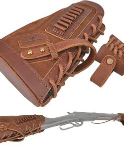 Cowhide Leather Recoil Pad Rifle Buttstock Cheek Rest Pad with Shell Hoder for Left Right Handed