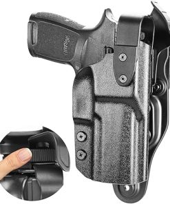 WARRIORLAND P320 Duty Holster Level II Retention w/Hook Guard & Rotating Hood: Sig Sauer P320 Compact M18 & P320 Full Size M17, Outside Waistband Holster Sig P320, Adj. Retention & Ride Height, Right