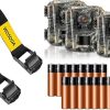 Mini Trail Camera 4 Pack 24MP 1080P HD+Straps 2 Pack,Game Camera with SD Card,78.7” Wildlife Heavy-Duty Game Hunting Camera Straps