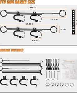 UTV Gun Rack, Adjustable UTV Overhead Gun Holder, Rifle Rack, Shovel Mount Bow Metal Holder Hunting Tool Roof Racks, Fits 21-28″ Spacing Roll Bars, Compatible with Polaris Ranger Pioneer Mule 2