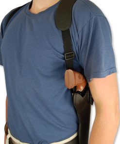 Barsony New Black Leather Cross Harness Vertical Shoulder Holster for 4″ 38 357 44 Revolvers 2