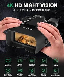 Night Vision Goggles – 4k Night Vision Binoculars for Adults – 40MP 8X Digital Zoom, 3” Large Screen, Backlit Buttons, 5000mAh Battery, 1968FT, Infrared Binoculars for Hunting Security (Black) 2