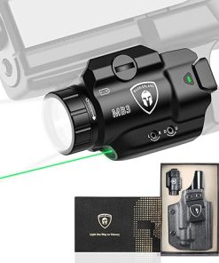 WARRIORLAND MB3 Pistol Light and Kydex Holster with Claw, Fits Taurus G2C/G3C/PT111 G2/PT140 G2, Compact 500-Lumen Universal Rail Mounted Tactical Weapon Light with Green Laser &White LED Flashlight