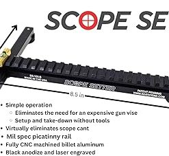 Scope Setter, Rifle Scope Leveling Kit, A simple and accurate method for reticle alignment in scope rings utilizing a picatinny rail interface, Made in USA 2
