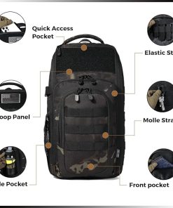 DBTAC Tactical Double Rifle Bag + Tactical Large Shoulder Bag with Sling (Black Camo) 2