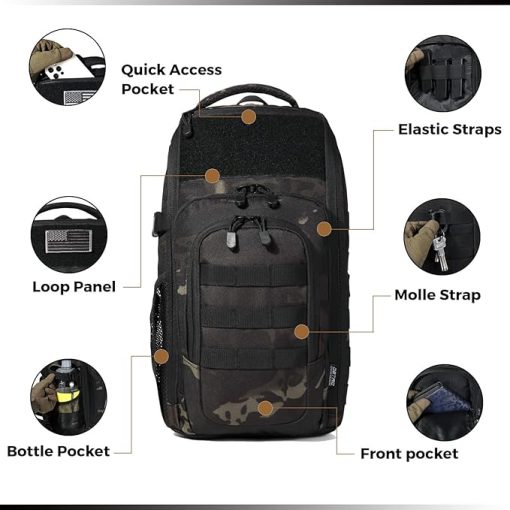 DBTAC Tactical Double Rifle Bag + Tactical Large Shoulder Bag with Sling (Black Camo) - Image 2