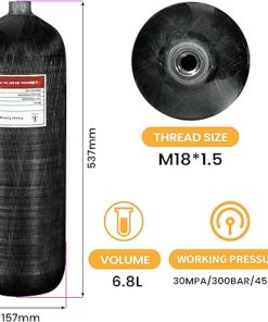 TUXING 4500psi 6.8L/414ci Carbon Fiber Paintball HPA Air Tank with PCP Air System Dual Gauge Valve and Carrier Bag 2