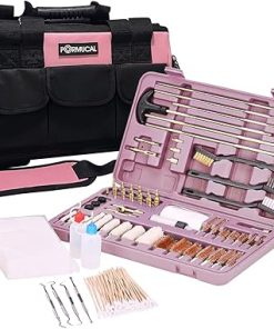 Gun Cleaning Kit with Gun Brushes Cleaning Patches and Stainlee Steel Cleaning Picks for All Caliber Rifle Handgun Shot Gun Cleaning Hard Case in Wide Mouth Tool Bag.