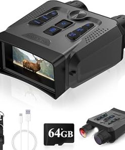 Night Vision Goggles – 4K Night Vision Binoculars 10X Digital Zoom, 3” HD Screen Rechargeable Infrared Binoculars with 64GB TF Card Save Photo and Video, Gift for Men Camping Hiking Security