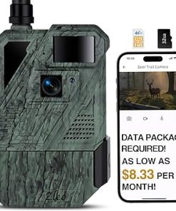Zleo Cellular Game Trail Camera Solar, Wildlife Deer Cameras with Low Glow Night Vision Waterproof, 0.3s Trigger, Live Feed to Cell Phone, 5MP Photo, HD Video, No WiFi Needed, Spring Green