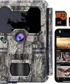 4K Trail Camera WiFi – 32MP Resolution with No Glow Night Vision, Fast 0.3s Trigger & 100ft Range, IP67 Waterproof for Hunting/Security, Includes 32GB SD Card