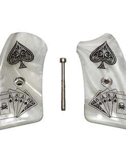 Pearl Dead Mans Hand Ruger SP101 Grip Inserts Engraved Textured Checkered