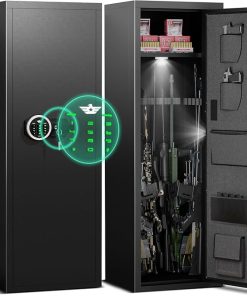 6-8 Gun Rifle Safe, Large Unassembled Gun Safes for Rifle and Shotgun, Rifle Safe with Backlit Keypad & Dual LED Light, Removable Shelves & Adjustable Ammo Box