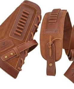 No Drill Leather Rifle Sling with Gun Buttstock for Lever Action .30-30 .30-06 .308 .357 .45-70 .22LR