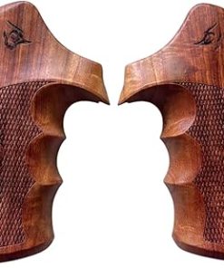 New Hardwood Grip Compatible with Taurrus Compact Frame Tracker/Judge 17 44 415 425 450 617 627 692, Mini Bull & Checker Engraved #TRACKER01 2