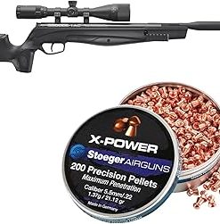 Stoeger S8000-E TAC Airgun Combo – .22 Caliber – Black Synthetic with X-Power Dome Pointed Pellets