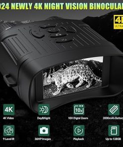Night Vision Goggles, 4K Night Vision Binoculars for Adults, Rechargeable Digital Infrared 10X Digital Zoom with 3” Large Screen, 32GB TF Card for Photos and Videos 2