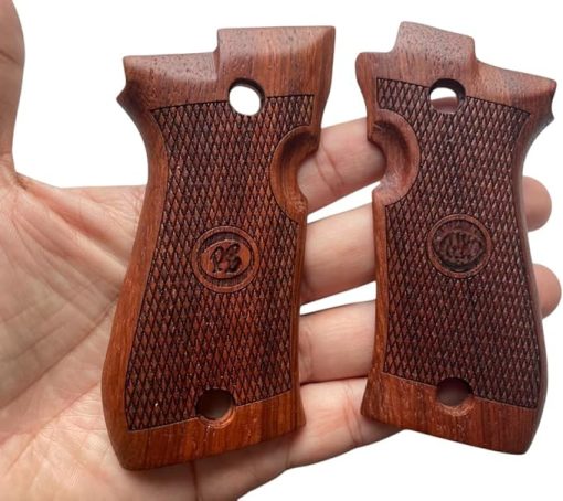 New Grips Compatible with Berertta Cheetah 84, 84FS Checkered Pattern Padauk Wood